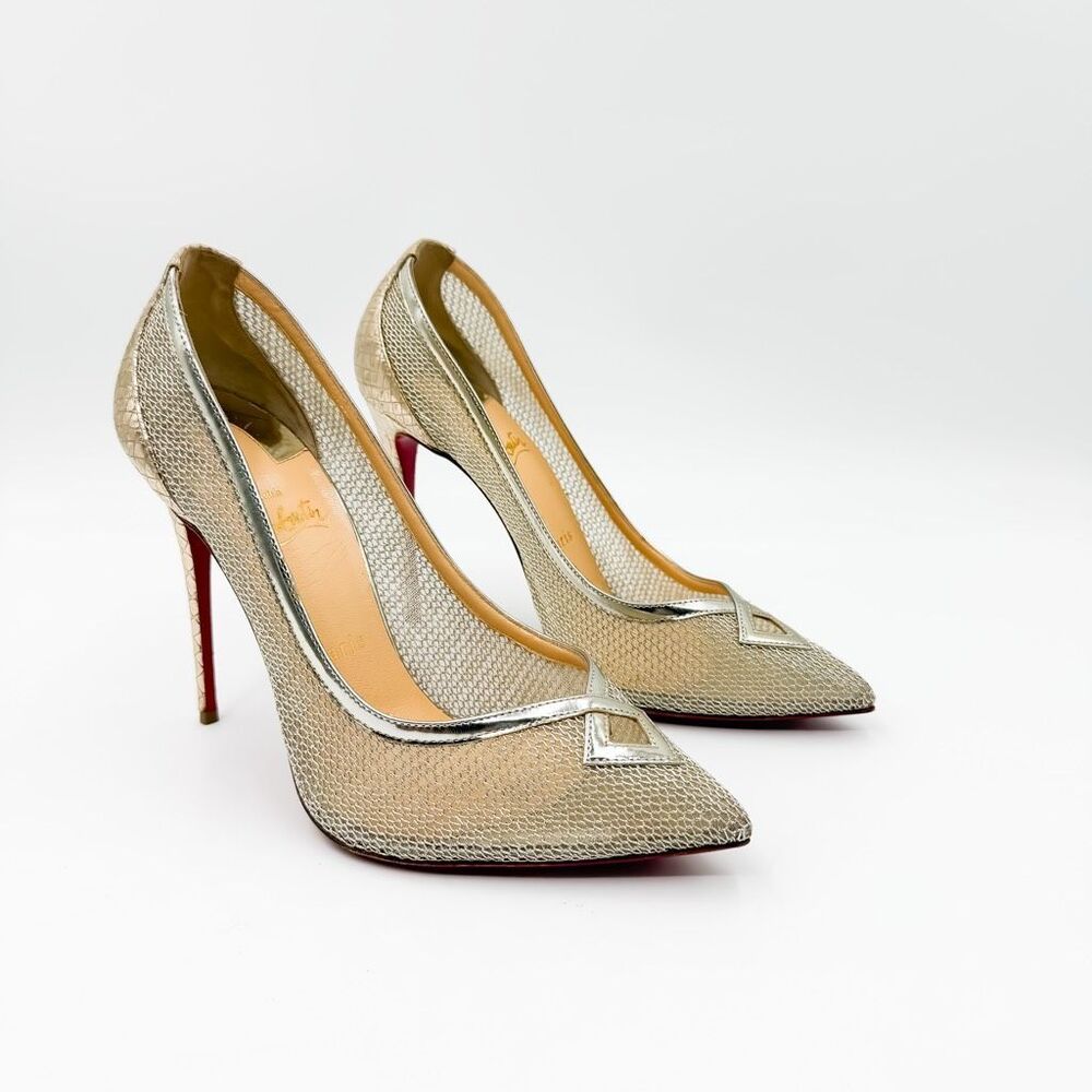Christian Louboutin Neoalto Metallic Mesh Pumps EU 40 US 10